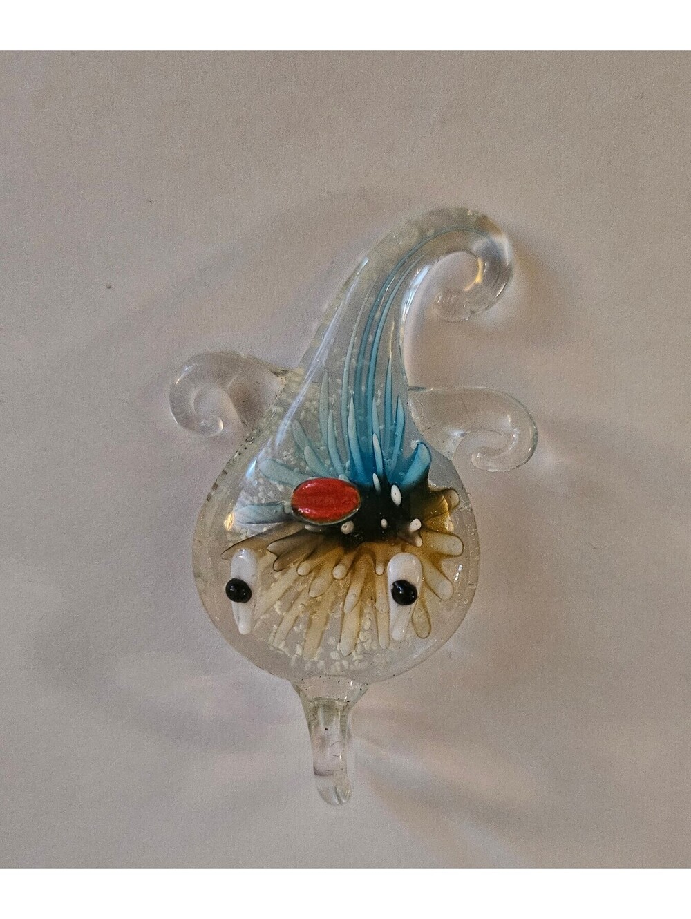 Glass Art hanging figure - hand made Collectible Figurine sea animal- apprx 2x3"